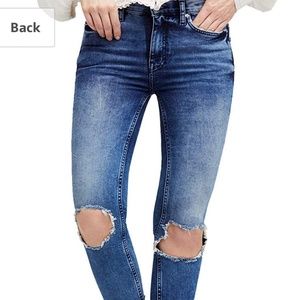 Free People Busted Knee Jean Turquoise Den…